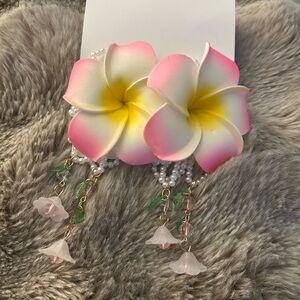 Pink and Yellow Floral earrings